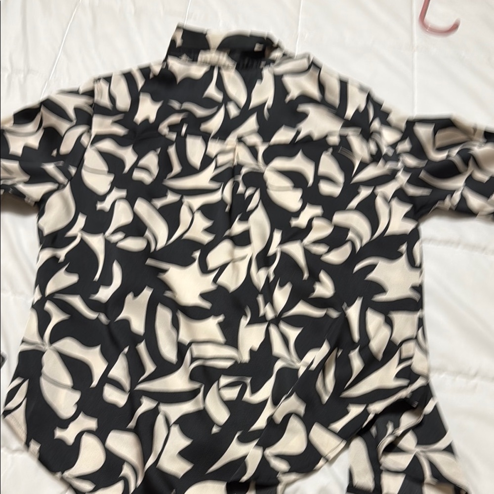 Black and Cream Patterned Blouse